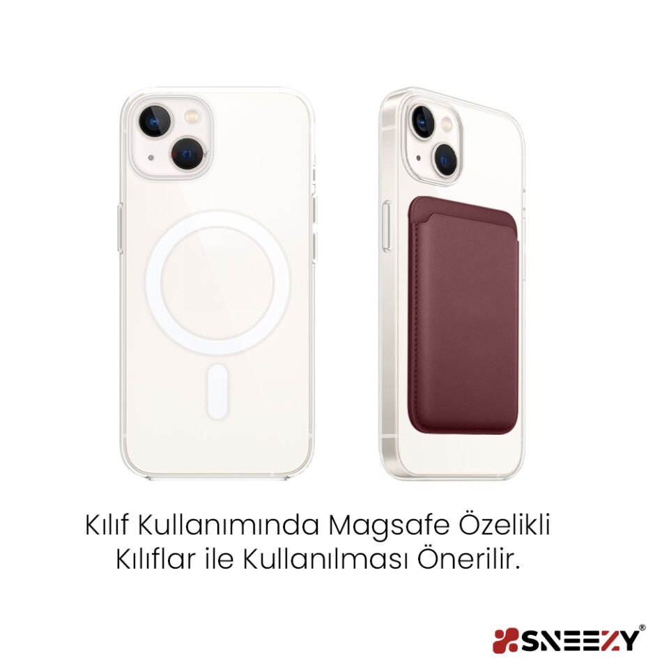 Sneezy İphone 17-17 Air -17Pro-17 Pro max Uyumlu Birinci Sınıf Magsafe Cüzdan Magsafe Deri Kartlık Mürdüm
