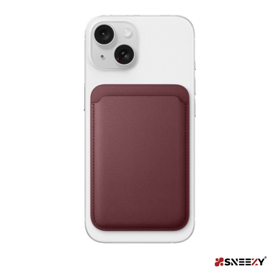 Sneezy İphone 17-17 Air -17Pro-17 Pro max Uyumlu Birinci Sınıf Magsafe Cüzdan Magsafe Deri Kartlık Mürdüm