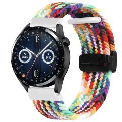Sneezy Huawei Watch 4 46mm-Watch 4 Pro İle Uyumlu 22mm FiberLink Manyetik Tokalı Kumaş Örgü Kordon