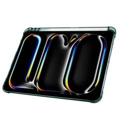 Apple iPad Pro 11 inç 4.Nesil M2 2022 Uyumlu Kılıf Üçgen Katlanabilir Kalem Şarj Bölmeli Kılıf Haki