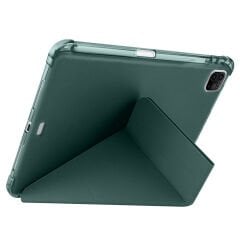 Apple iPad Pro 11 inç 4.Nesil M2 2022 Uyumlu Kılıf Üçgen Katlanabilir Kalem Şarj Bölmeli Kılıf Haki