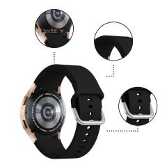 Samsung Galaxy Watch 6 40 43 44 47mm Uyumlu Orjinal Tasarım Kavisli PureLux Silikon Kordon Siyah - Siyah