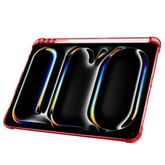 Apple iPad Pro 11 inç 4.Nesil M2 2022 Uyumlu Kılıf Üçgen Katlanabilir Kalem Şarj Bölmeli Kılıf Kırmızı