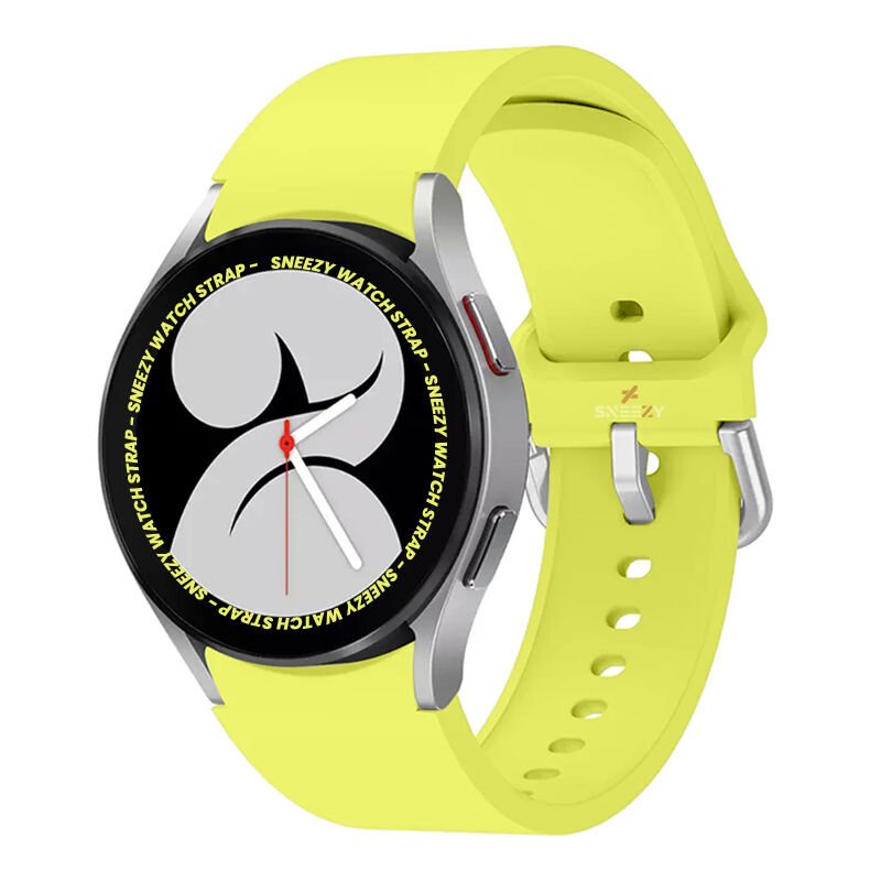 Samsung Galaxy Watch 6 40 43 44 47mm Uyumlu Orjinal Tasarım Kavisli PureLux Silikon Kordon Sarı - Sarı