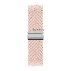 Samsung Gear S3 Frontier R760 - S3 Classic R770 22mm Uyumlu Metal Klips Solo Fiberlink Örgü Kordon Pudra - Pudra