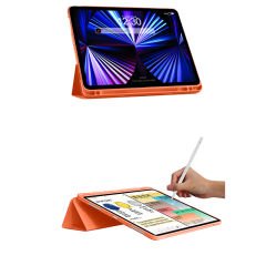 Apple iPad Pro 12.9 İnç 3.4.5.6. Nesil Kılıf Craft Kalem Bölmeli Uyku Modlu Kapaklı Smart Case Turuncu - Turuncu