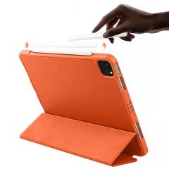 Apple iPad Pro 12.9 İnç 3.4.5.6. Nesil Kılıf Craft Kalem Bölmeli Uyku Modlu Kapaklı Smart Case Turuncu - Turuncu