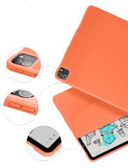 Apple iPad Pro 12.9 İnç 3.4.5.6. Nesil Kılıf Craft Kalem Bölmeli Uyku Modlu Kapaklı Smart Case Turuncu - Turuncu