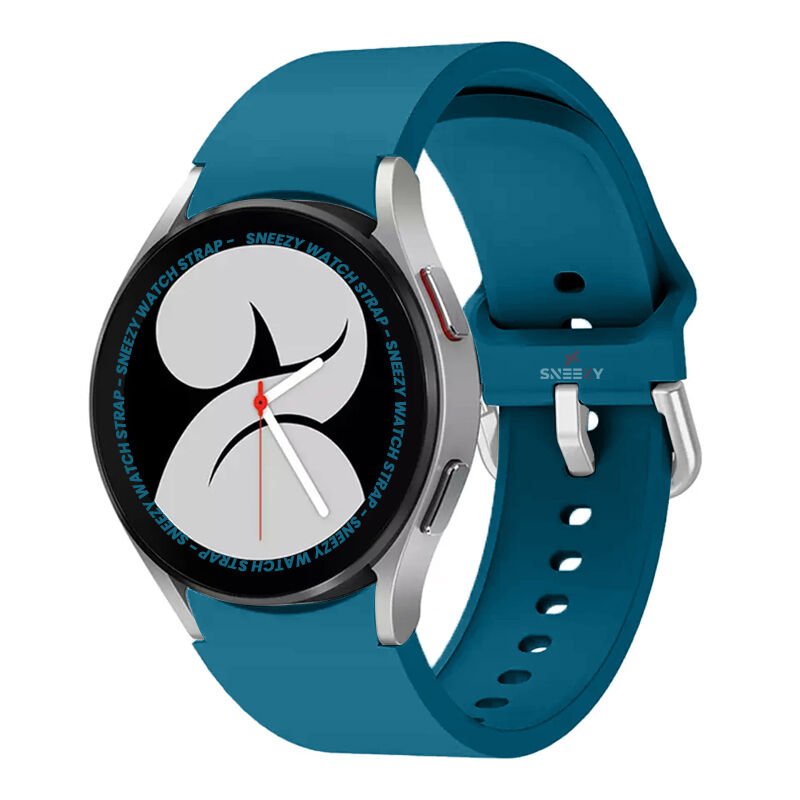 Samsung Galaxy Watch 6 40 43 44 47mm Uyumlu Orjinal Tasarım Kavisli PureLux Silikon Kordon Petrol Mavisi - Petrol Mavisi