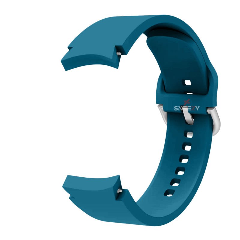 Samsung Galaxy Watch 6 40 43 44 47mm Uyumlu Orjinal Tasarım Kavisli PureLux Silikon Kordon Petrol Mavisi - Petrol Mavisi
