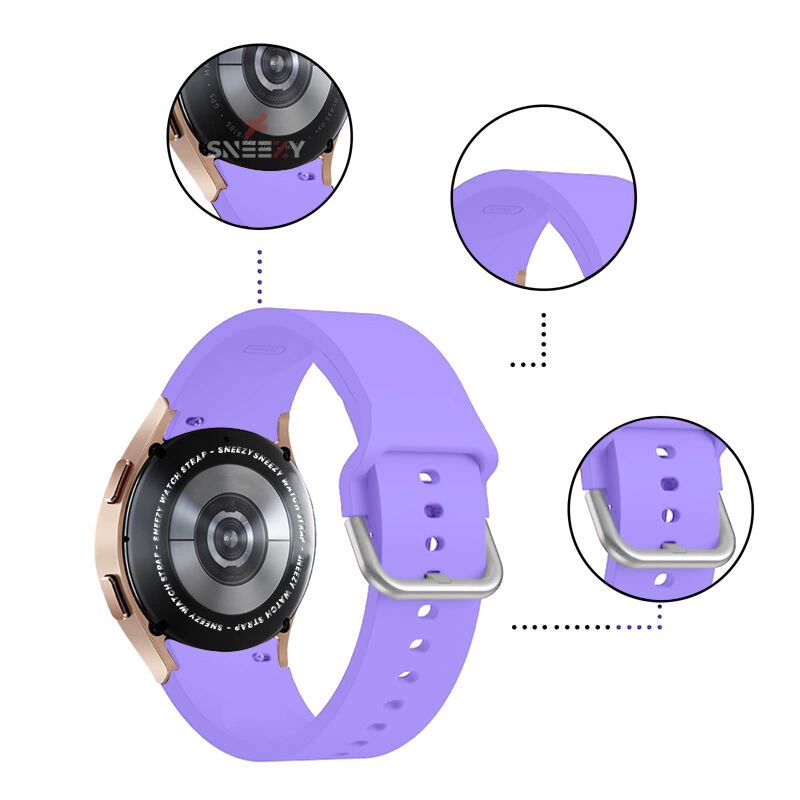 Samsung Galaxy Watch 6 40 43 44 47mm Uyumlu Orjinal Tasarım Kavisli PureLux Silikon Kordon Lila - Lila
