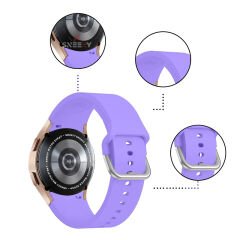 Samsung Galaxy Watch 6 40 43 44 47mm Uyumlu Orjinal Tasarım Kavisli PureLux Silikon Kordon Lila - Lila