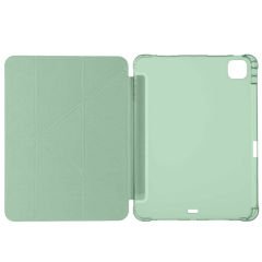 Apple iPad Pro 11 inç 4.Nesil M2 2022 Uyumlu Kılıf Üçgen Katlanabilir Kalem Şarj Bölmeli Kılıf Yeşil