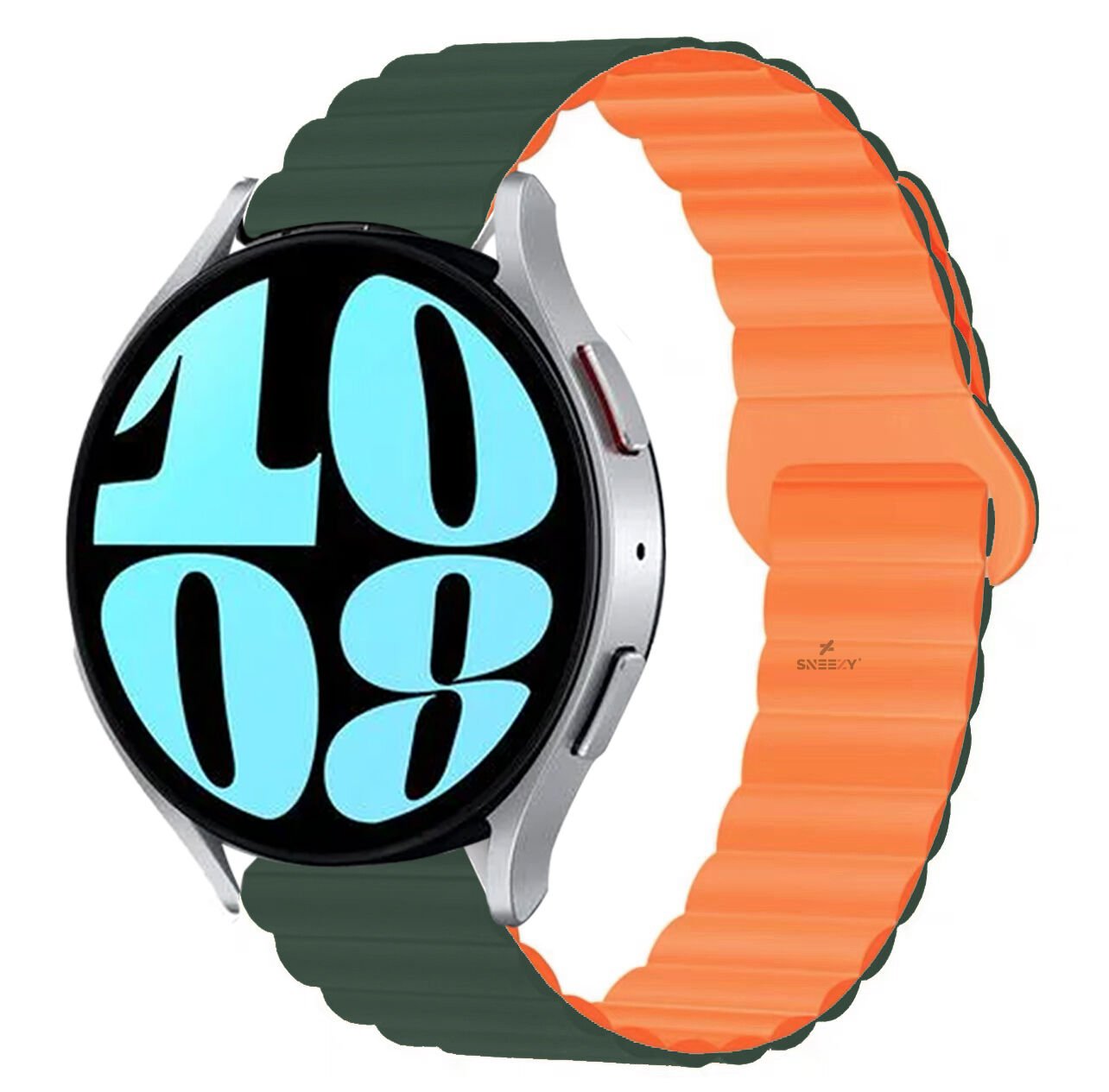 Samsung Galaxy Watch 4 40-42-44-46mm Uyumlu 20mm Harmony Duo Magnetik Silikon Kordon Haki - Haki