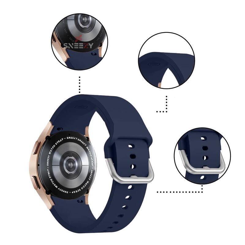 Samsung Galaxy Watch 6 40 43 44 47mm Uyumlu Orjinal Tasarım Kavisli PureLux Silikon Kordon Lacivert - Lacivert