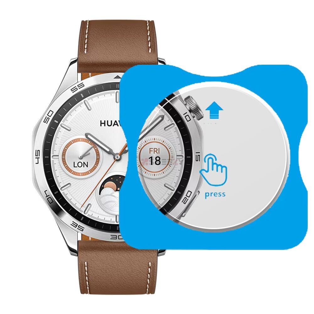 Huawei Watch GT4 46mm Uyumlu Kolay Takılabilir Takma Aparatlı Temperli Cam Ekran Koruyucu
