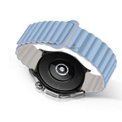 Samsung Galaxy Watch 4 40-42-44-46mm Uyumlu 20mm Harmony Duo Magnetik Silikon Kordon Mavi - Mavi