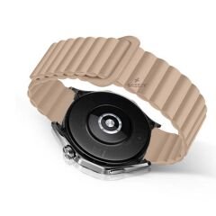 Samsung Galaxy Watch 4 40-42-44-46mm Uyumlu 20mm Harmony Duo Magnetik Silikon Kordon Starlight - Starlight