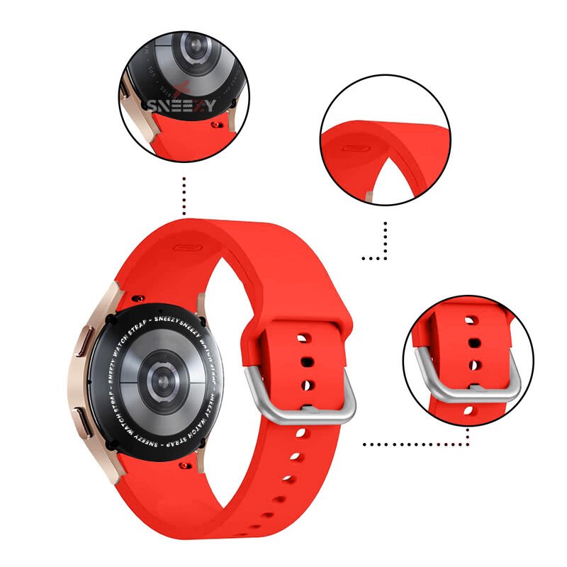 Samsung Galaxy Watch 6 40 43 44 47mm Uyumlu Orjinal Tasarım Kavisli PureLux Silikon Kordon Kırmızı - Kırmızı