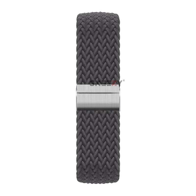 Sneezy Huawei Watch Ultimate - Watch Buds 22mm Uyumlu Metal Klips Solo Fiberlink Örgü Kordon Füme - Füme