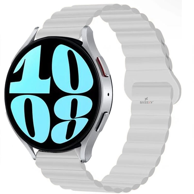 Samsung Galaxy Watch 4 40-42-44-46mm Uyumlu 20mm Harmony Duo Magnetik Silikon Kordon Beyaz - Beyaz