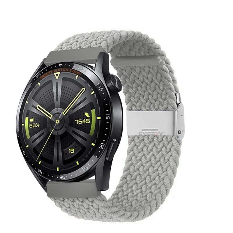 Sneezy Huawei Watch Ultimate - Watch Buds 22mm Uyumlu Metal Klips Solo Fiberlink Örgü Kordon Gri - Gri