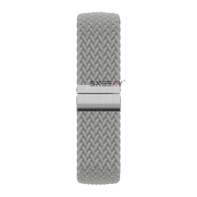 Sneezy Huawei Watch Ultimate - Watch Buds 22mm Uyumlu Metal Klips Solo Fiberlink Örgü Kordon Gri - Gri