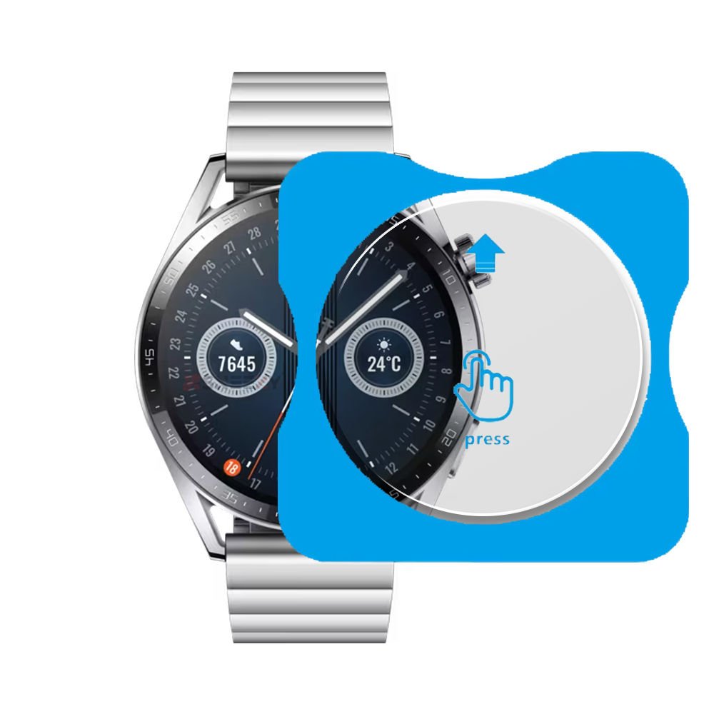 Huawei Watch GT3 46mm Uyumlu Kolay Takılabilir Takma Aparatlı Temperli Cam Ekran Koruyucu