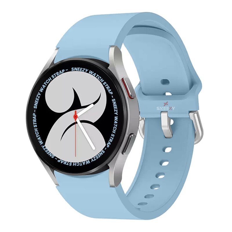 Samsung Galaxy Watch 6 40 43 44 47mm Uyumlu Orjinal Tasarım Kavisli PureLux Silikon Kordon Açık Mavi - Açık Mavi
