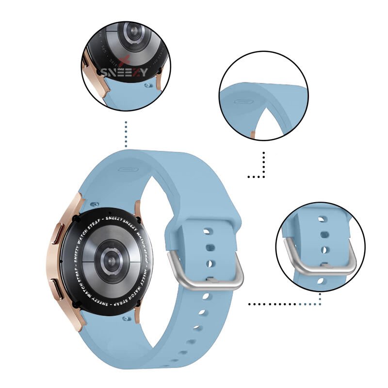 Samsung Galaxy Watch 6 40 43 44 47mm Uyumlu Orjinal Tasarım Kavisli PureLux Silikon Kordon Açık Mavi - Açık Mavi