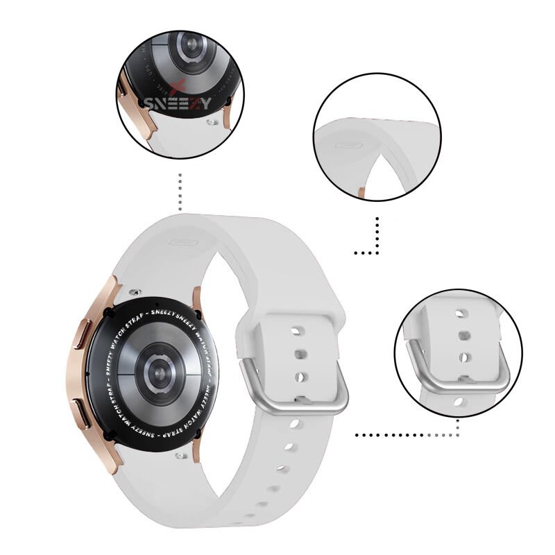 Samsung Galaxy Watch 6 40 43 44 47mm Uyumlu Orjinal Tasarım Kavisli PureLux Silikon Kordon Beyaz - Beyaz