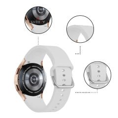 Samsung Galaxy Watch 6 40 43 44 47mm Uyumlu Orjinal Tasarım Kavisli PureLux Silikon Kordon Beyaz - Beyaz