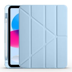 İpad 11.Nesil 11 inç 2025 A16 Uyumlu Üçgen Katlanabilir Kalemlikli Yatay Dikey Standlı Akıllı Kılıf Mavi