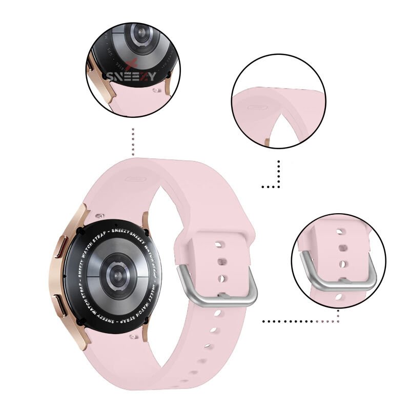 Samsung Galaxy Watch 6 40 43 44 47mm Uyumlu Orjinal Tasarım Kavisli PureLux Silikon Kordon Açık Pembe - Açık Pembe