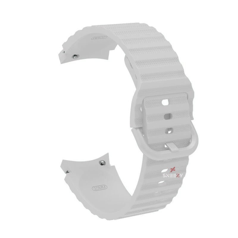Samsung Galaxy Watch 6 40 43 44 47mm Orjinal Tasarım Kavisli Uyumlu AeroFlex Silikon Kordon Beyaz - Beyaz