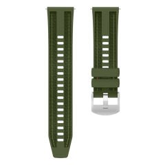 Sneezy Samsung Galaxy Watch 7 44mm 40mm Uyumlu Metal Tokalı Dikiş Detaylı Şık Dokuma Silikon Kordon Haki