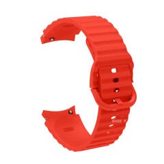 Samsung Galaxy Watch 6 40 43 44 47mm Orjinal Tasarım Kavisli Uyumlu AeroFlex Silikon Kordon Kırmızı - Kırmızı