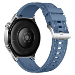 Sneezy Samsung Galaxy Watch 7 44mm 40mm Uyumlu Metal Tokalı Dikiş Detaylı Şık Dokuma Silikon Kordon Mavi