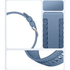 Sneezy Samsung Galaxy Watch 7 44mm 40mm Uyumlu Metal Tokalı Dikiş Detaylı Şık Dokuma Silikon Kordon Mavi