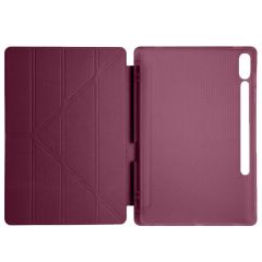 Samsung Galaxy Tab S9 Fe Plus X610 12.4 İnç Katlanabilir Kalemlikli Standlı Akıllı Kılıf Mürdüm