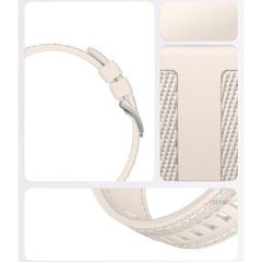 Sneezy Samsung Galaxy Watch 7 44mm 40mm Uyumlu Metal Tokalı Dikiş Detaylı Şık Dokuma Silikon Kordon Starlight
