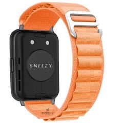 Huawei Watch Fit / Fit New Serisi İçin Özel Frost Tasarım Alpine Loop Dayanıklı Akıllı Saat Kayışı Turuncu - Turuncu