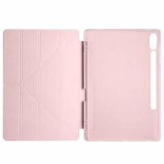 Samsung Galaxy Tab S9 Fe Plus X610 12.4 İnç Katlanabilir Kalemlikli Standlı Akıllı Kılıf Pembe