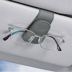 Araç İçi Gözlük Tutucu Deri Manyetik Kart ve Gözlük Tutucu Klips Oto Gözlük Tutucu Bej