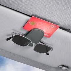 Araç İçi Gözlük Tutucu Deri Manyetik Kart ve Gözlük Tutucu Klips Oto Gözlük Tutucu Bej