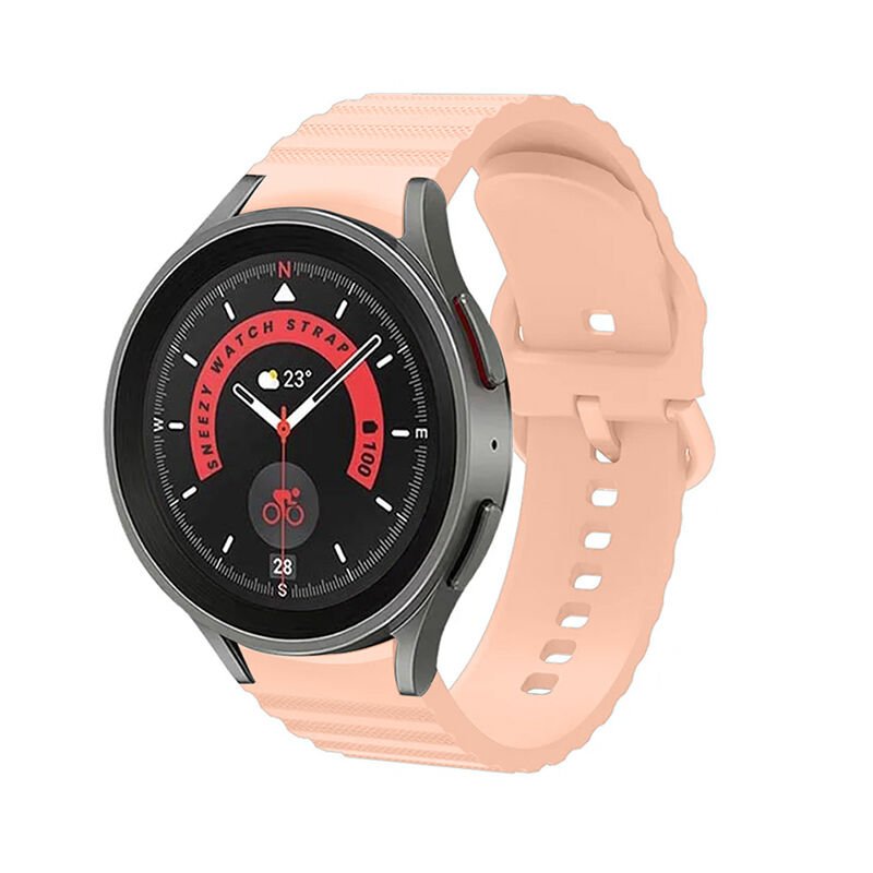 Samsung Galaxy Watch 6 40 43 44 47mm Orjinal Tasarım Kavisli Uyumlu AeroFlex Silikon Kordon Pudra - Pudra