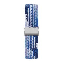 Sneezy Huawei Watch Ultimate - Watch Buds 22mm Uyumlu Metal Klips Solo Fiberlink Örgü Kordon Mavi Beyaz