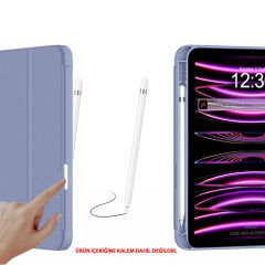 Apple iPad Air 4. 5. Nesil 10.9 İnç Uyumlu Kılıf Craft Kalem Bölmeli Uyku Modlu Kapaklı Smart Case Lavanta - Lavanta