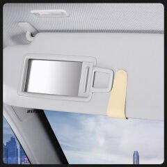 Araç İçi Gözlük Tutucu Deri Manyetik Kart ve Gözlük Tutucu Klips Oto Gözlük Tutucu Bej