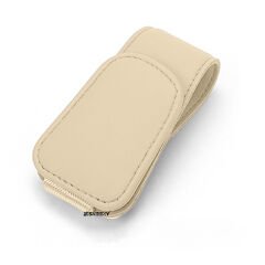 Araç İçi Gözlük Tutucu Deri Manyetik Kart ve Gözlük Tutucu Klips Oto Gözlük Tutucu Bej